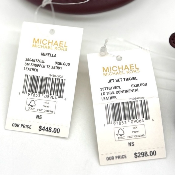 Michael Kors Small Mirella Tote Bag & Continental Wallet Wristlet Ox Blood - Picture 11 of 11